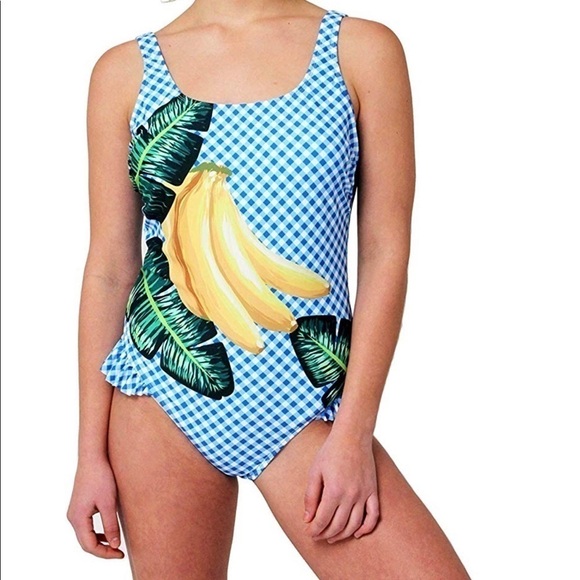 Juicy Couture Other - NEW Juicy Couture Blue One Piece Banana Print Bathing Suit Size Small